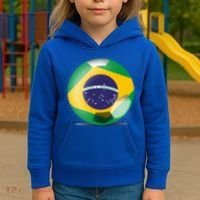 Soccer Ball Country Flag Brazil Kids Hoodie thumb 3