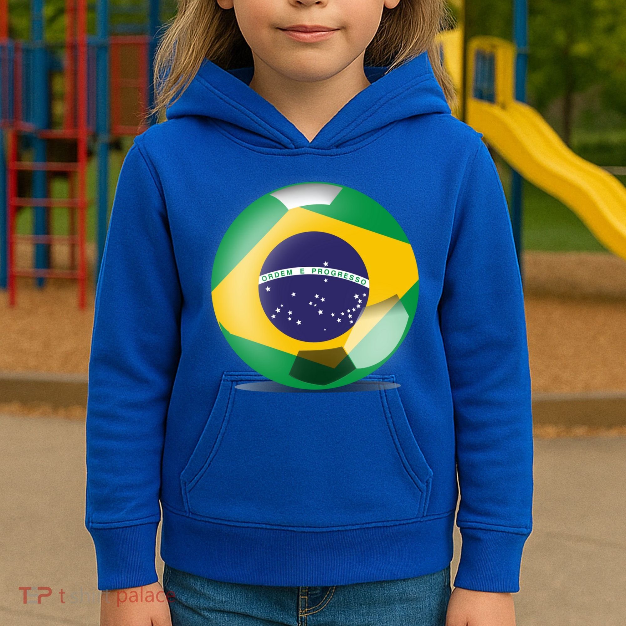 Soccer Ball Country Flag Brazil Kids Hoodie