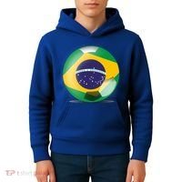 Soccer Ball Country Flag Brazil Kids Hoodie thumb 4