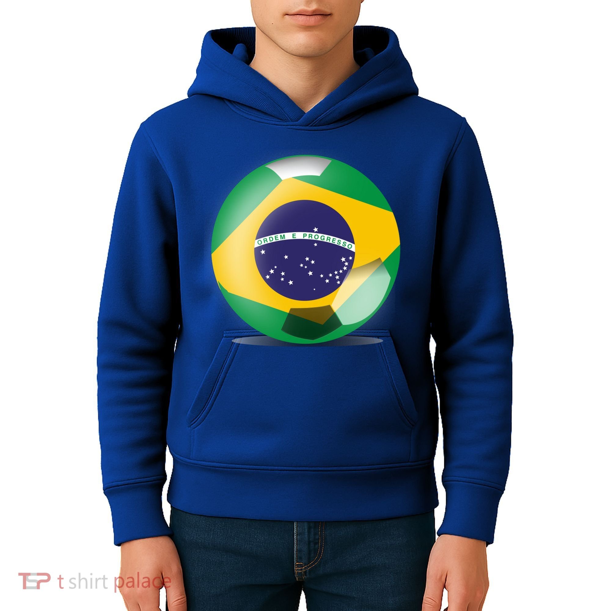 Soccer Ball Country Flag Brazil Kids Hoodie