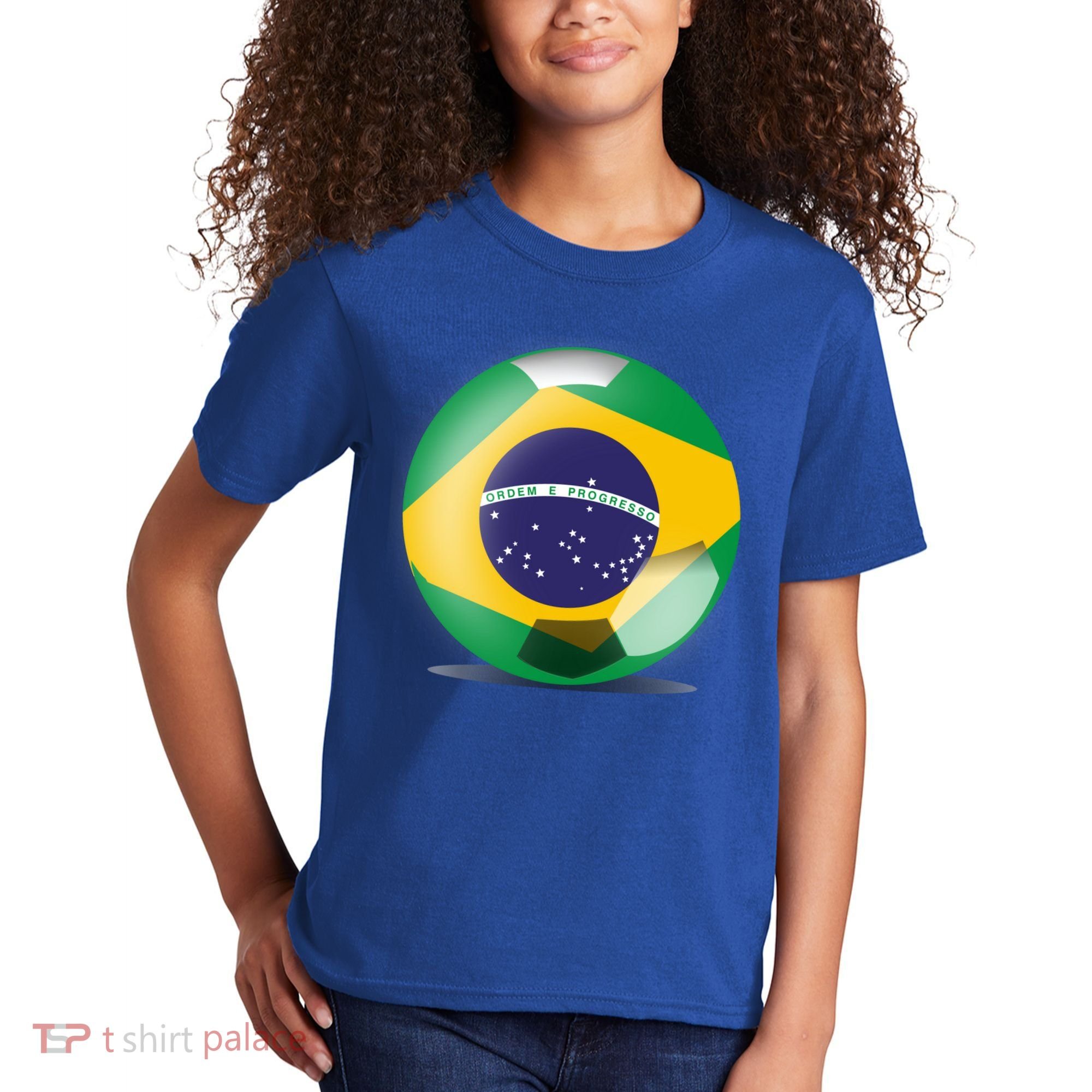 Soccer Ball Country Flag Brazil Kids T-Shirt