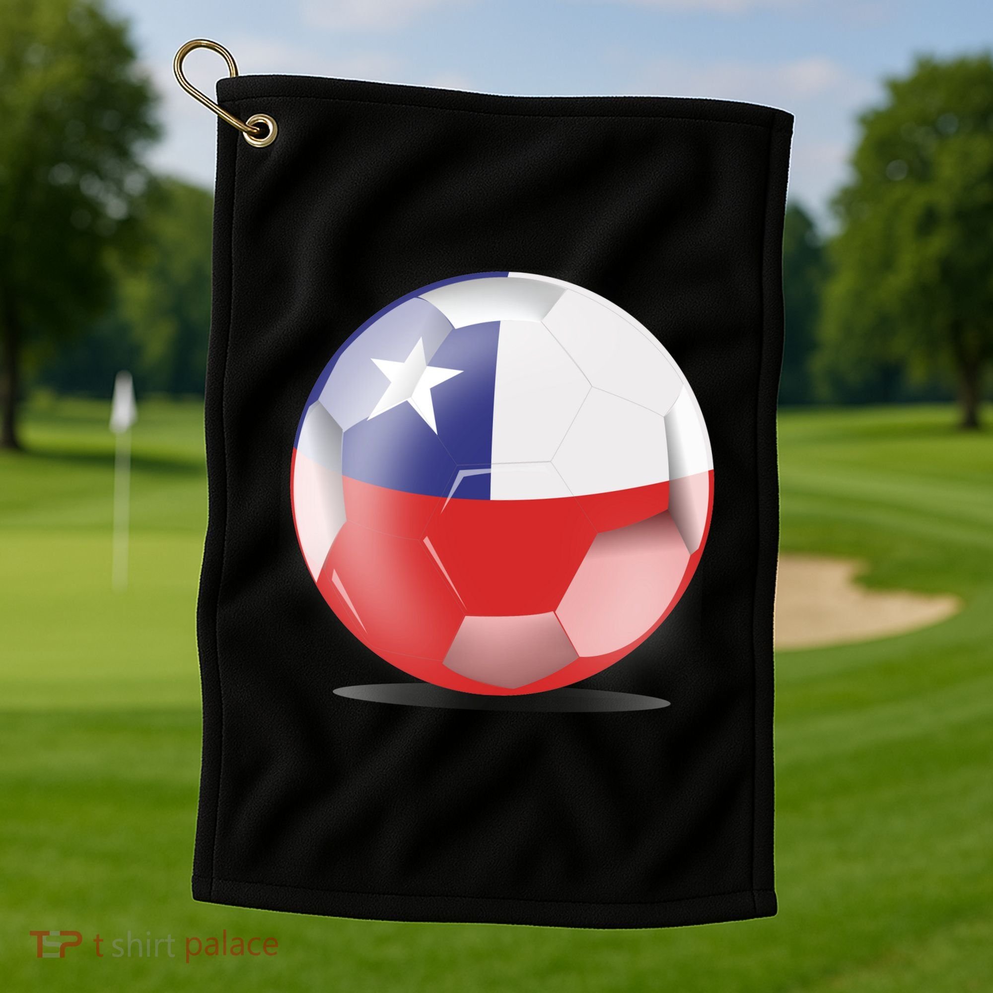 Soccer Ball Country Flag Chile Golf Towel