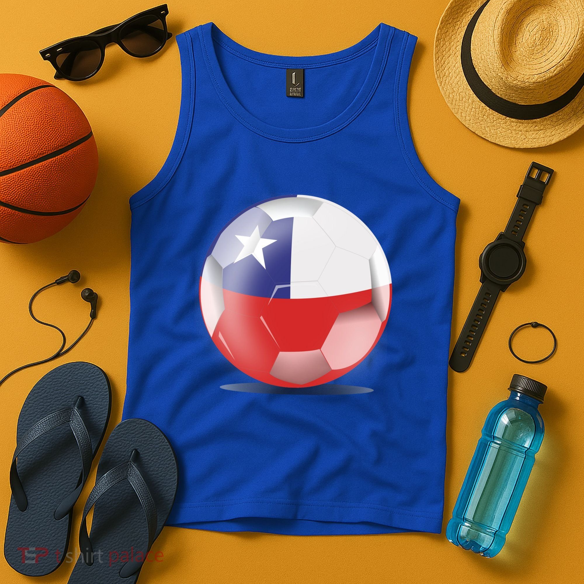Soccer Ball Country Flag Chile Tank Top
