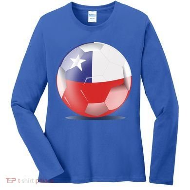 Soccer Ball Country Flag Chile Women's Long Sleeve Shirt
