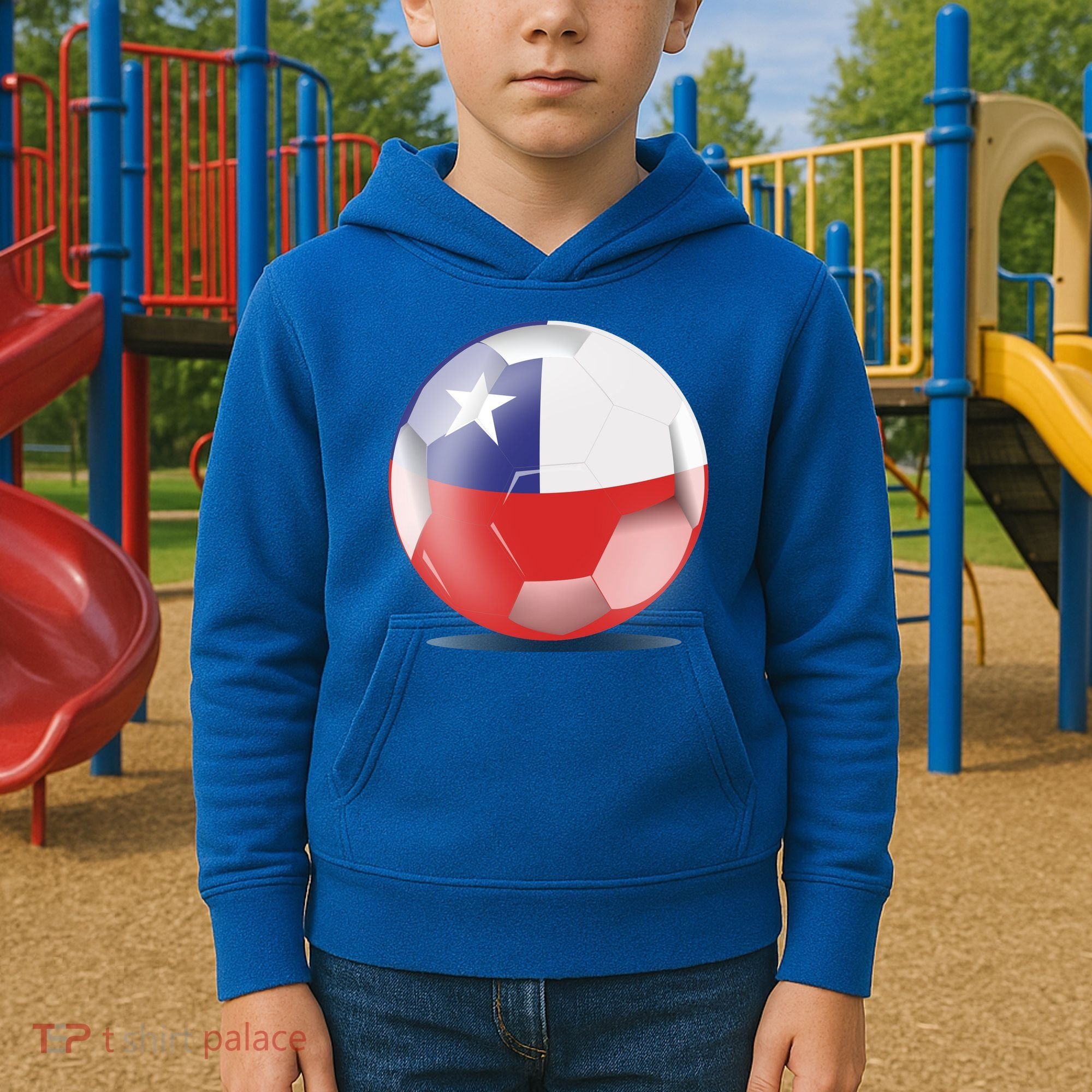 Soccer Ball Country Flag Chile Kids Hoodie