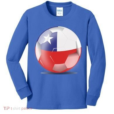 Soccer Ball Country Flag Chile Kids Long Sleeve Shirt