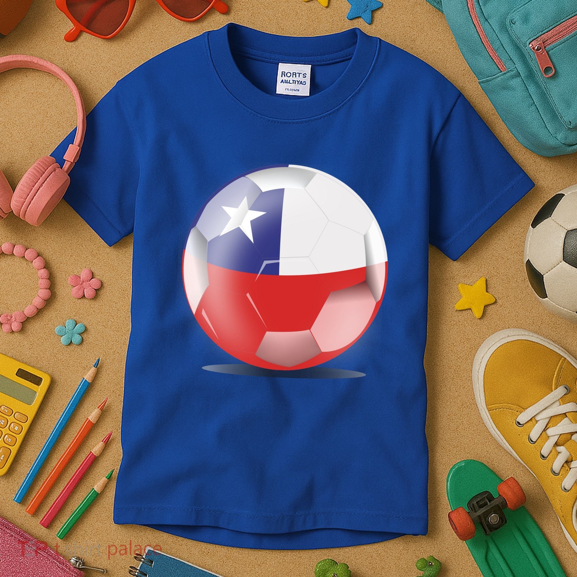 Soccer Ball Country Flag Chile Kids T-Shirt