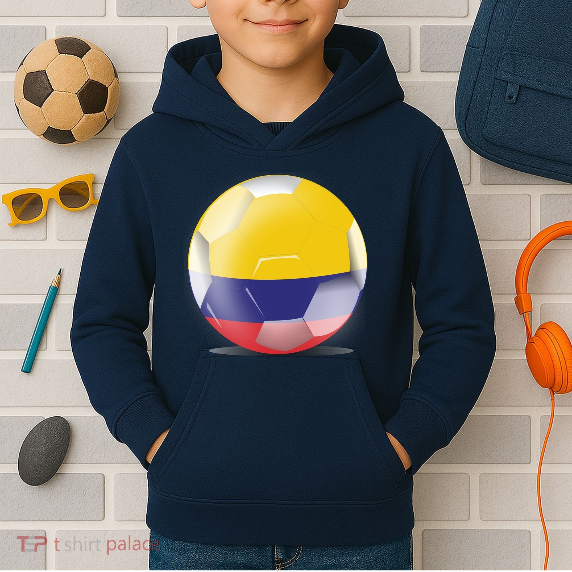 Soccer Ball Country Flag Colombia Kids Hoodie