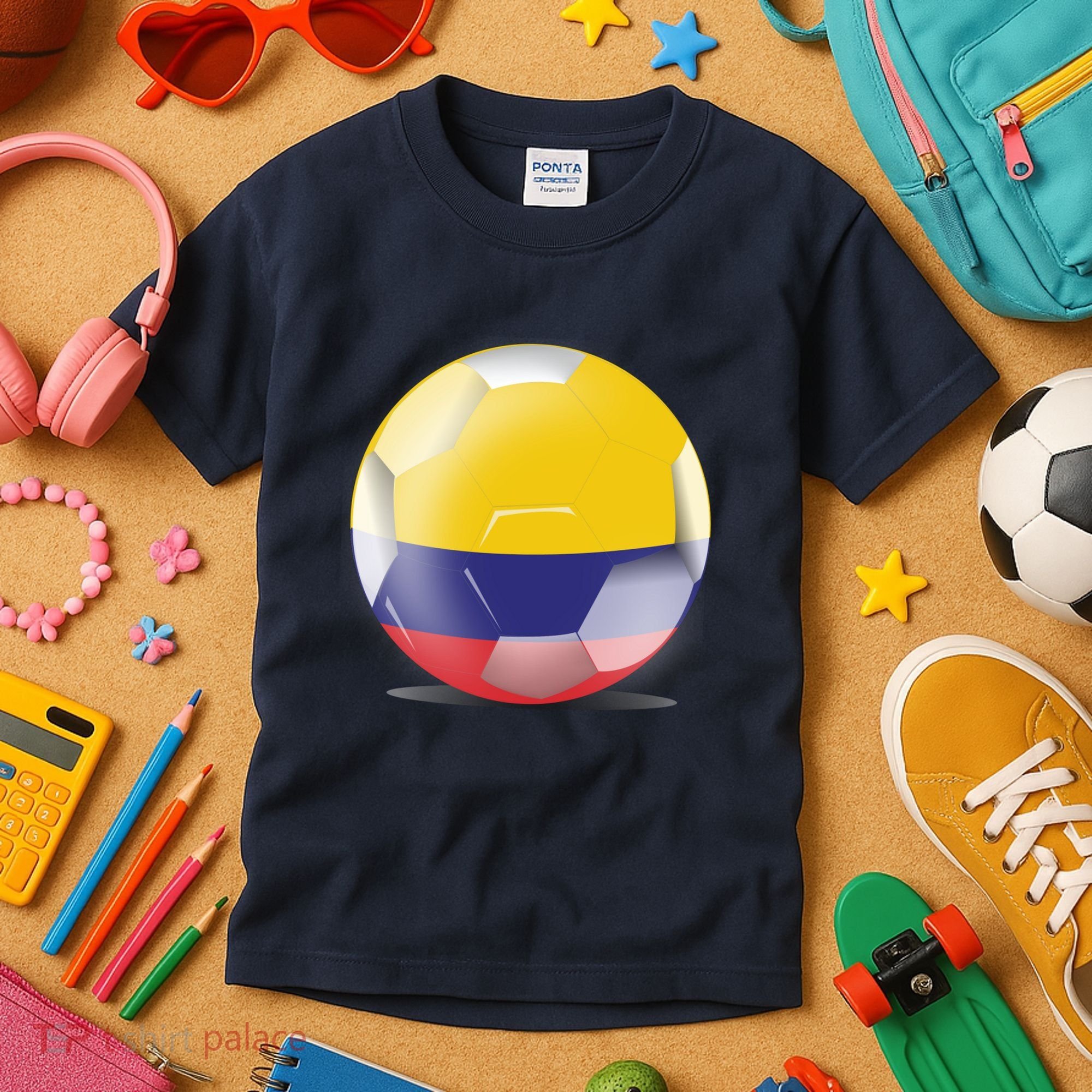 Soccer Ball Country Flag Colombia Kids T-Shirt