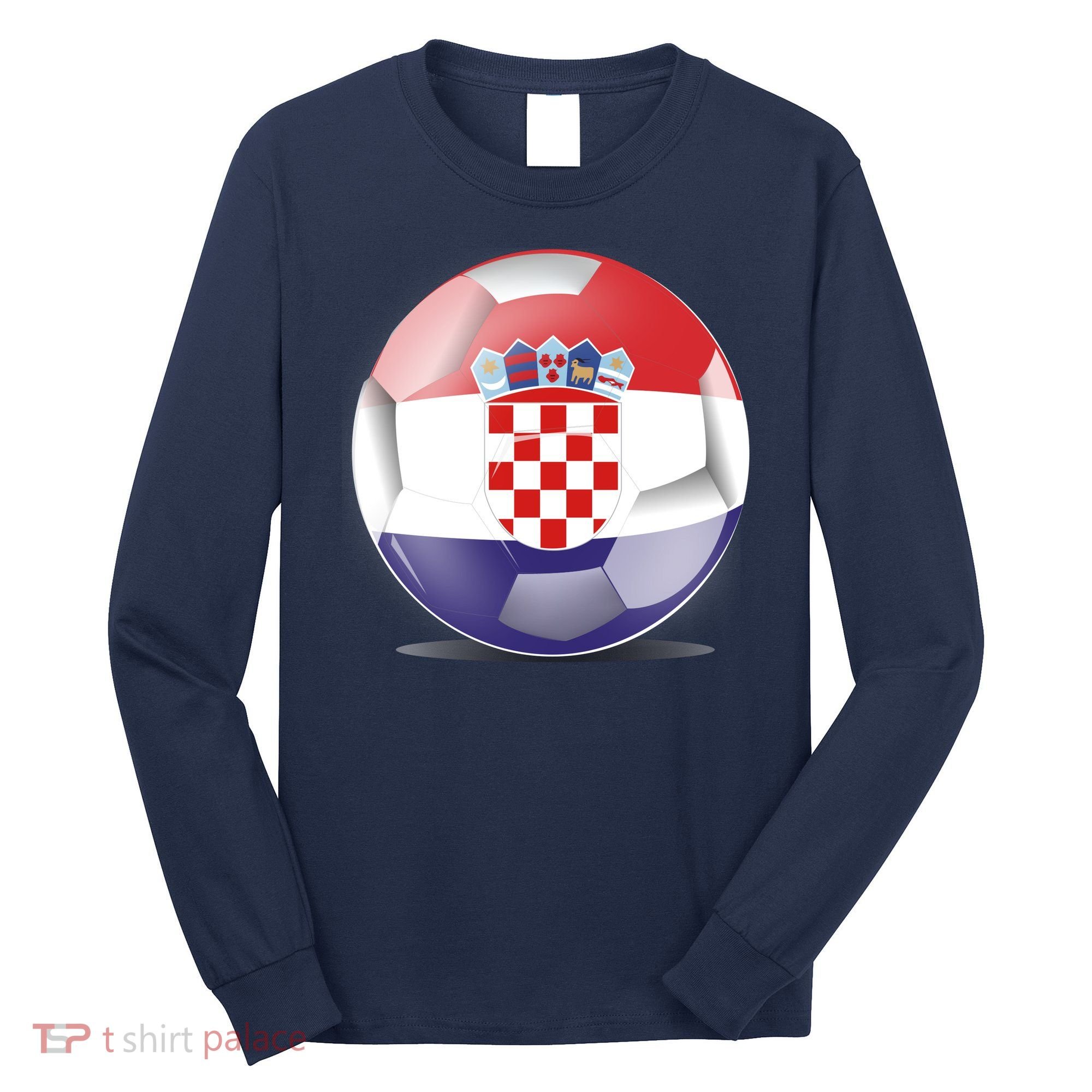 Soccer Ball Country Flag Croatia Long Sleeve Shirt