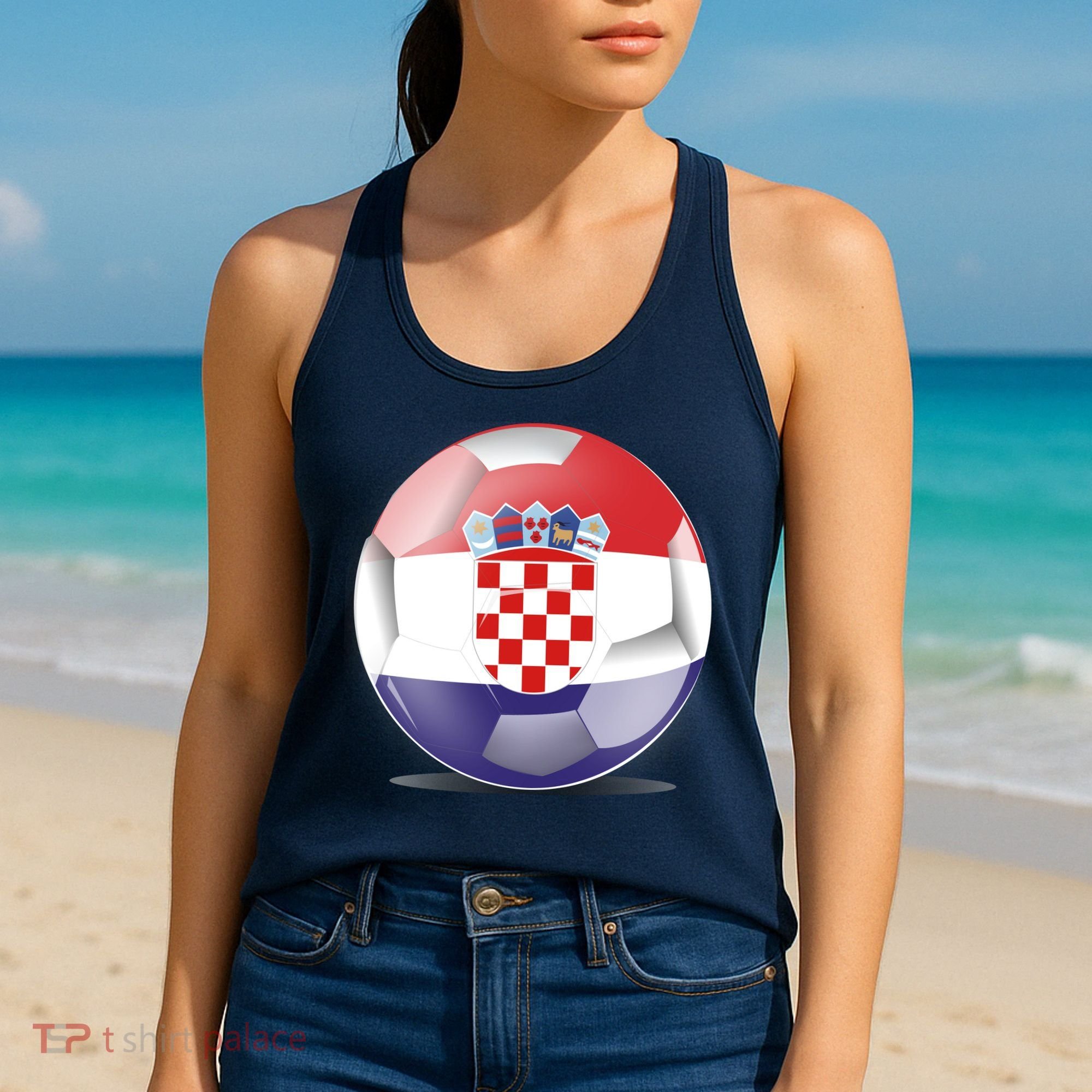 Soccer Ball Country Flag Croatia Women's Tank Top
