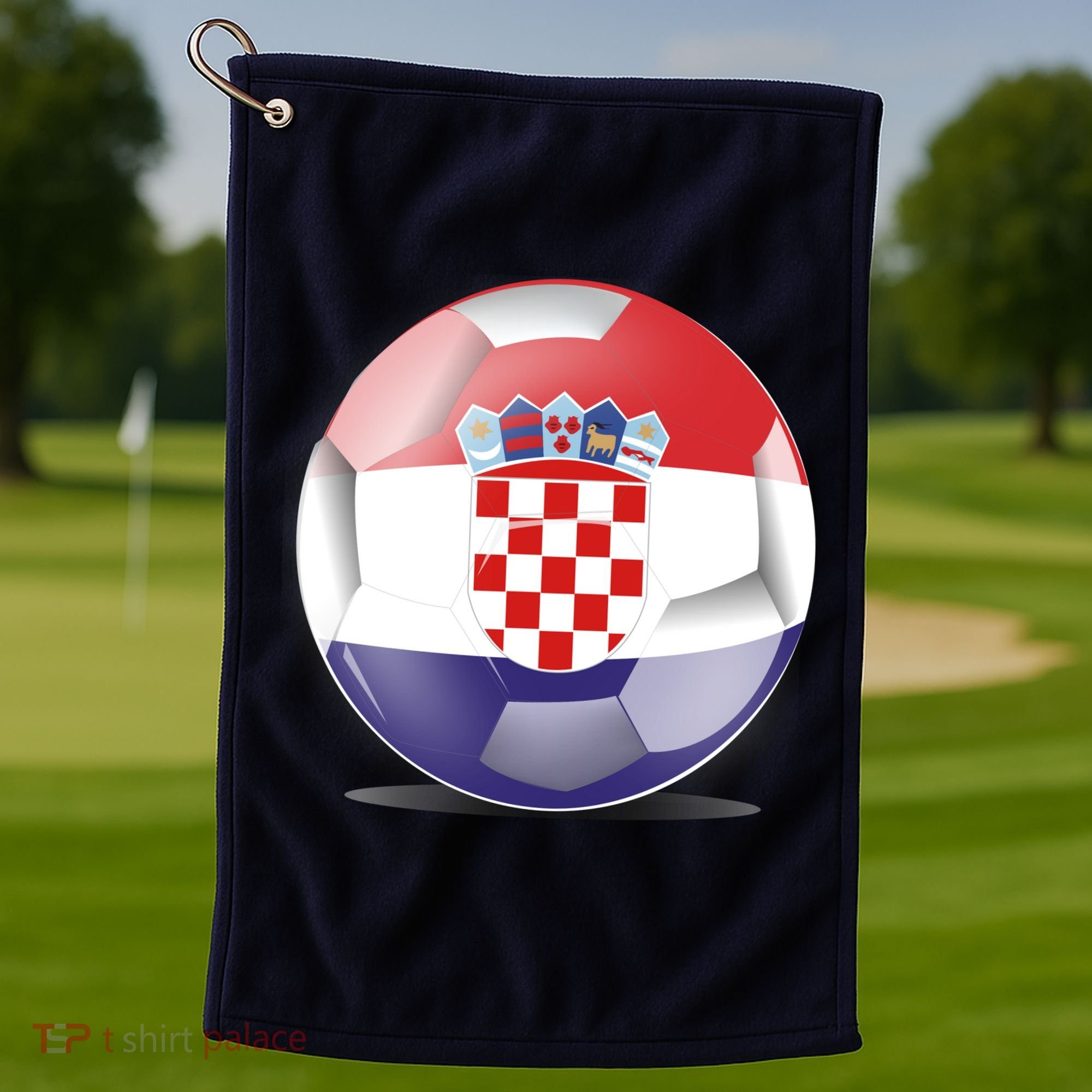 Soccer Ball Country Flag Croatia Golf Towel