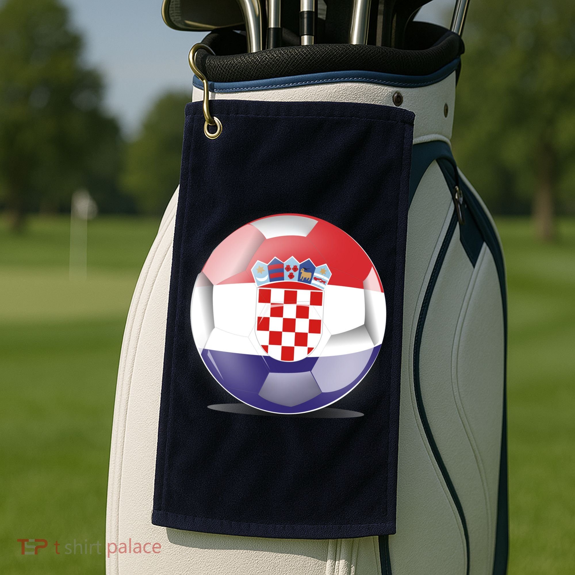 Soccer Ball Country Flag Croatia Golf Towel