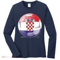 Soccer Ball Country Flag Croatia Women's Long Sleeve Shirt thumb 0