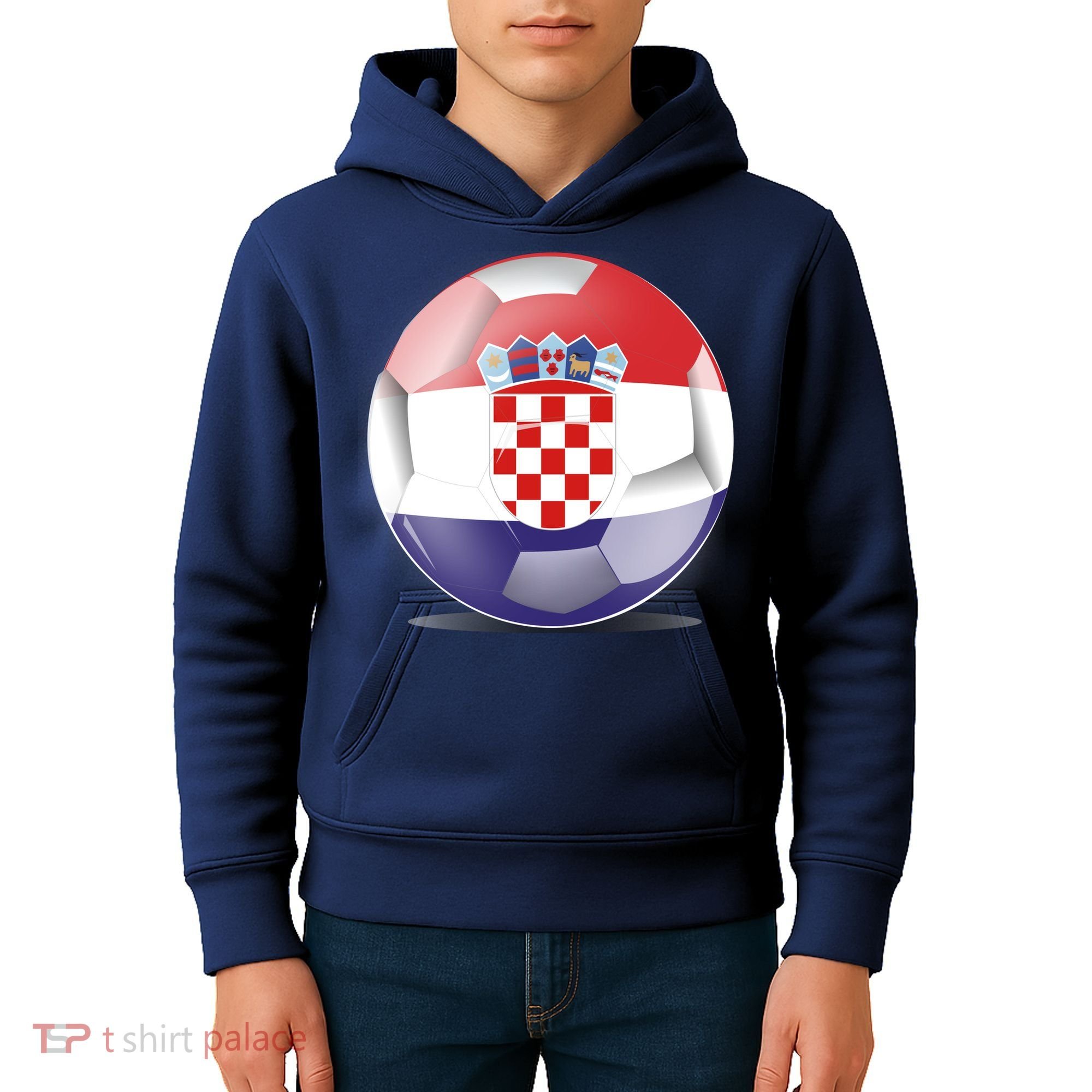 Soccer Ball Country Flag Croatia Kids Hoodie