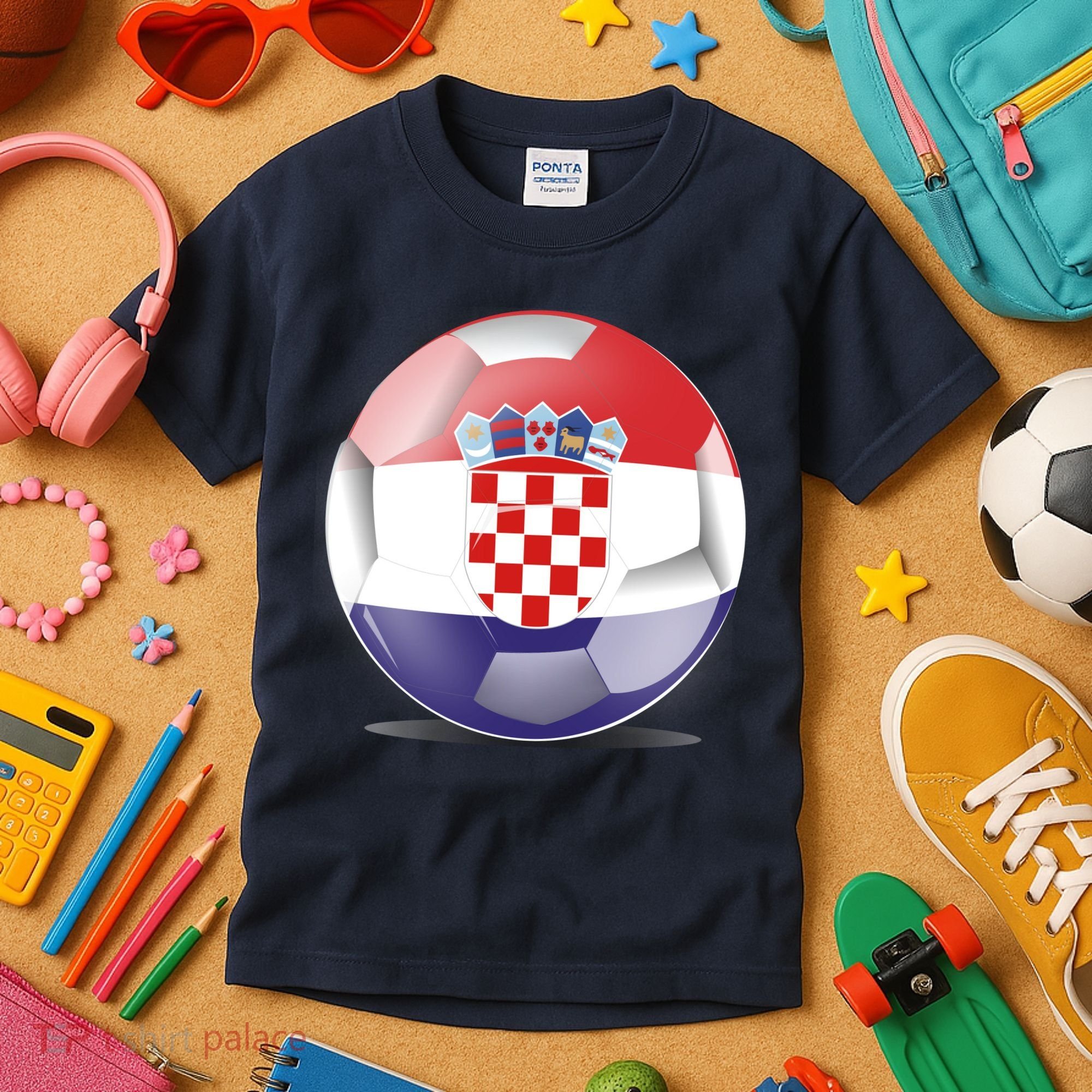 Soccer Ball Country Flag Croatia Kids T-Shirt