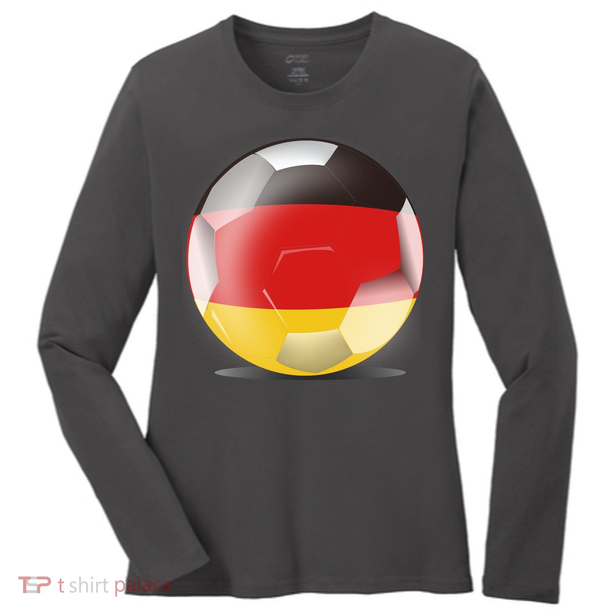 Soccer Ball Country Flag Germany Women's Long Sleeve Shirt