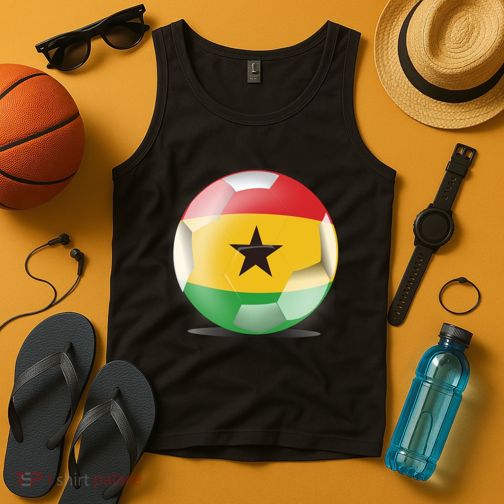 Soccer Ball Country Flag Ghana Tank Top