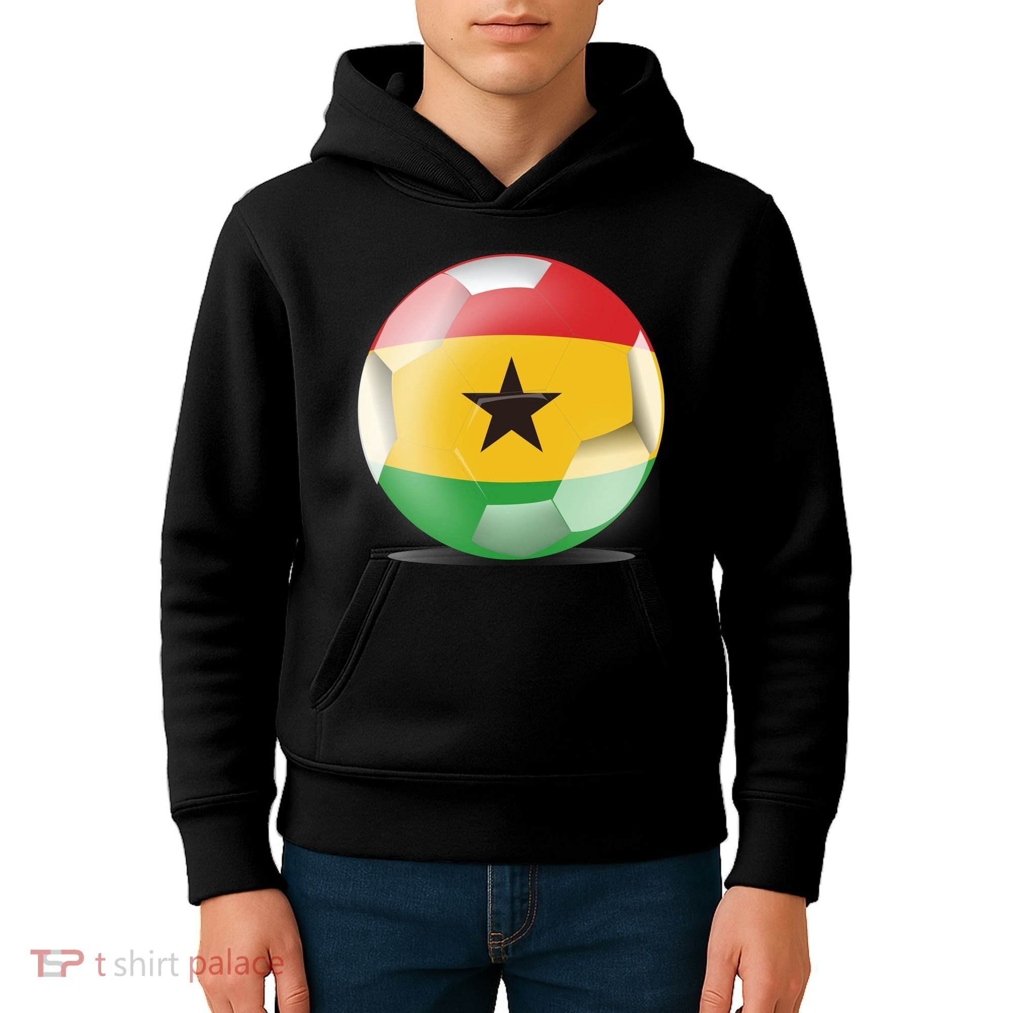 Soccer Ball Country Flag Ghana Kids Hoodie