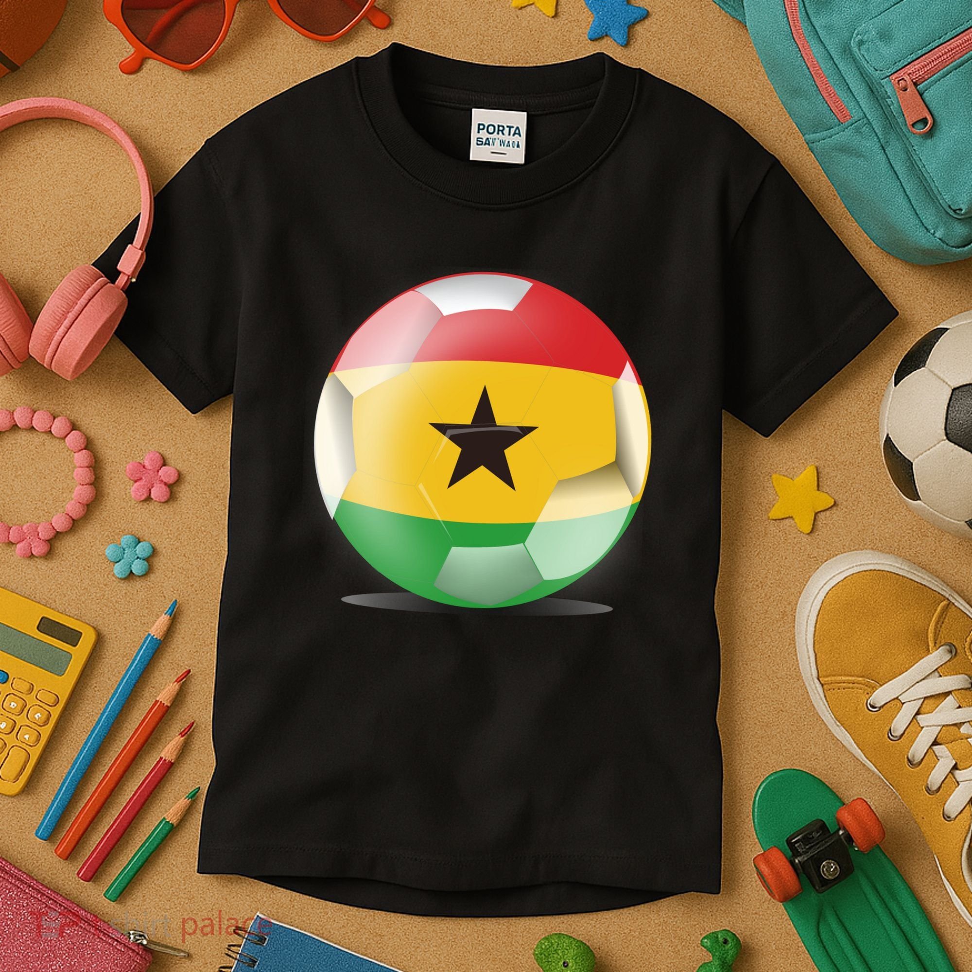 Soccer Ball Country Flag Ghana Kids T-Shirt