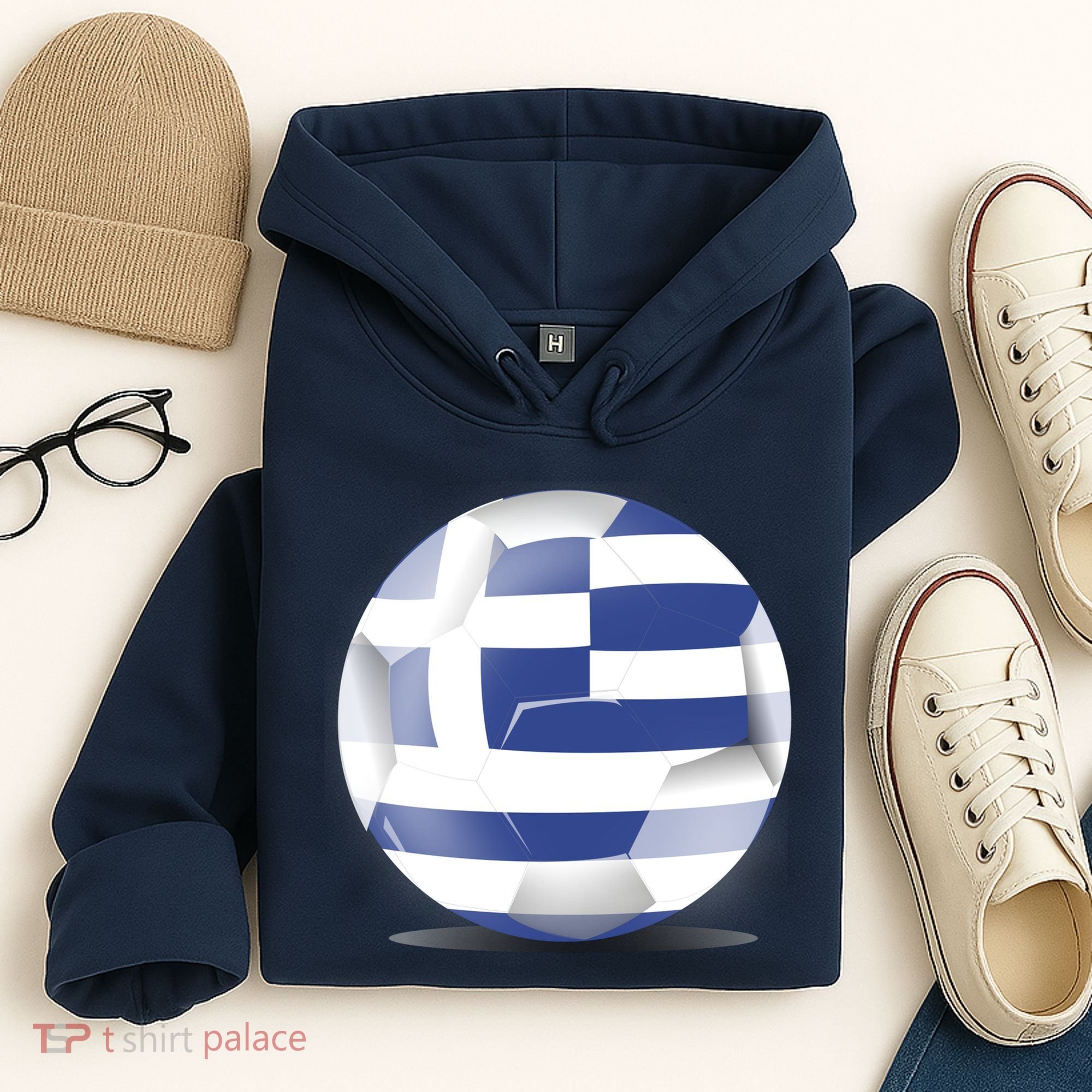 Soccer Ball Country Flag Greece Hoodie
