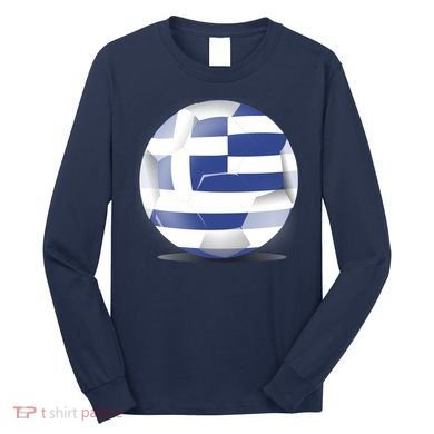 Soccer Ball Country Flag Greece Long Sleeve Shirt
