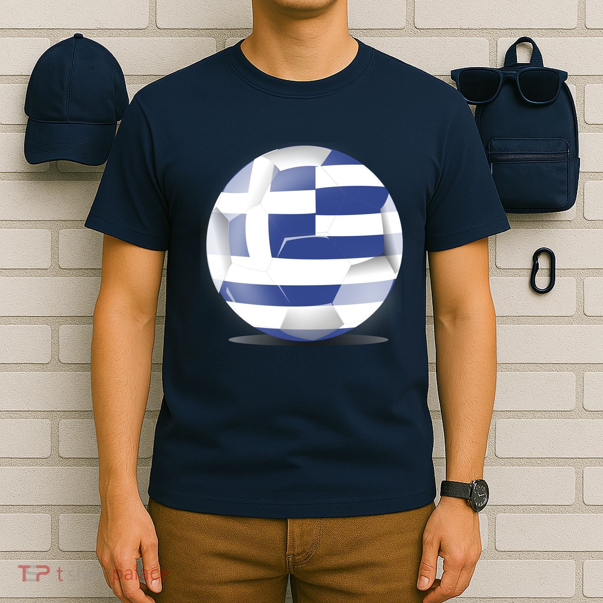 Soccer Ball Country Flag Greece T-Shirt
