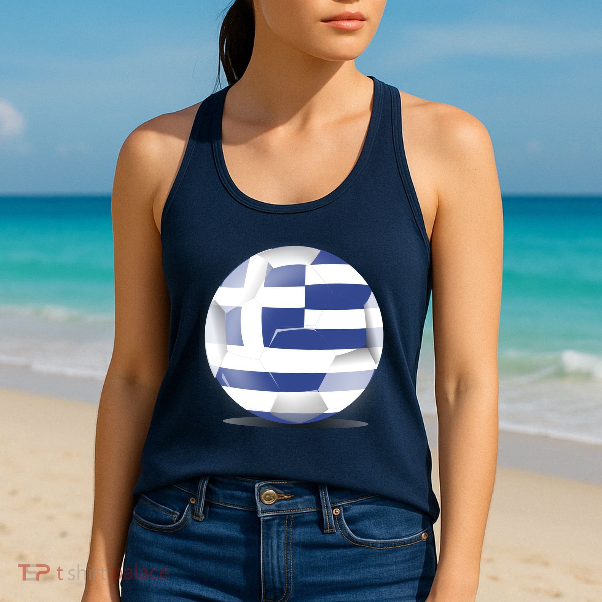 Soccer Ball Country Flag Greece Women's Tank Top