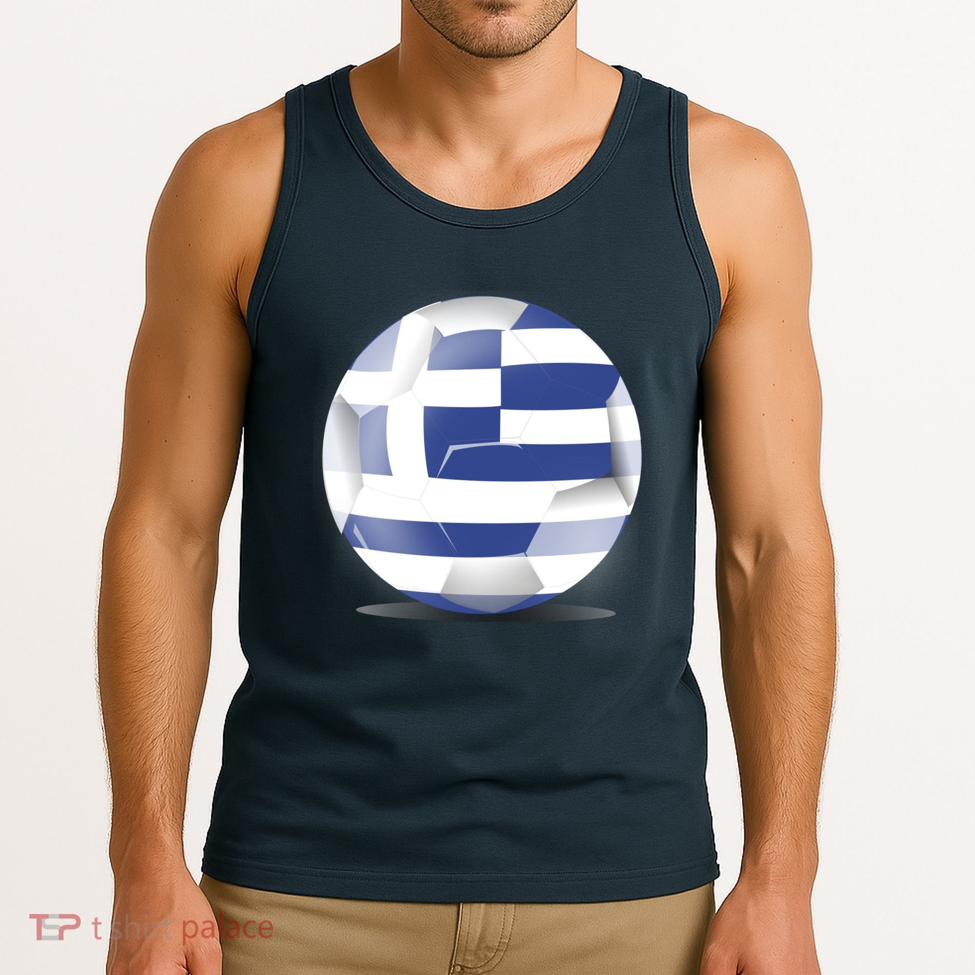 Soccer Ball Country Flag Greece Tank Top
