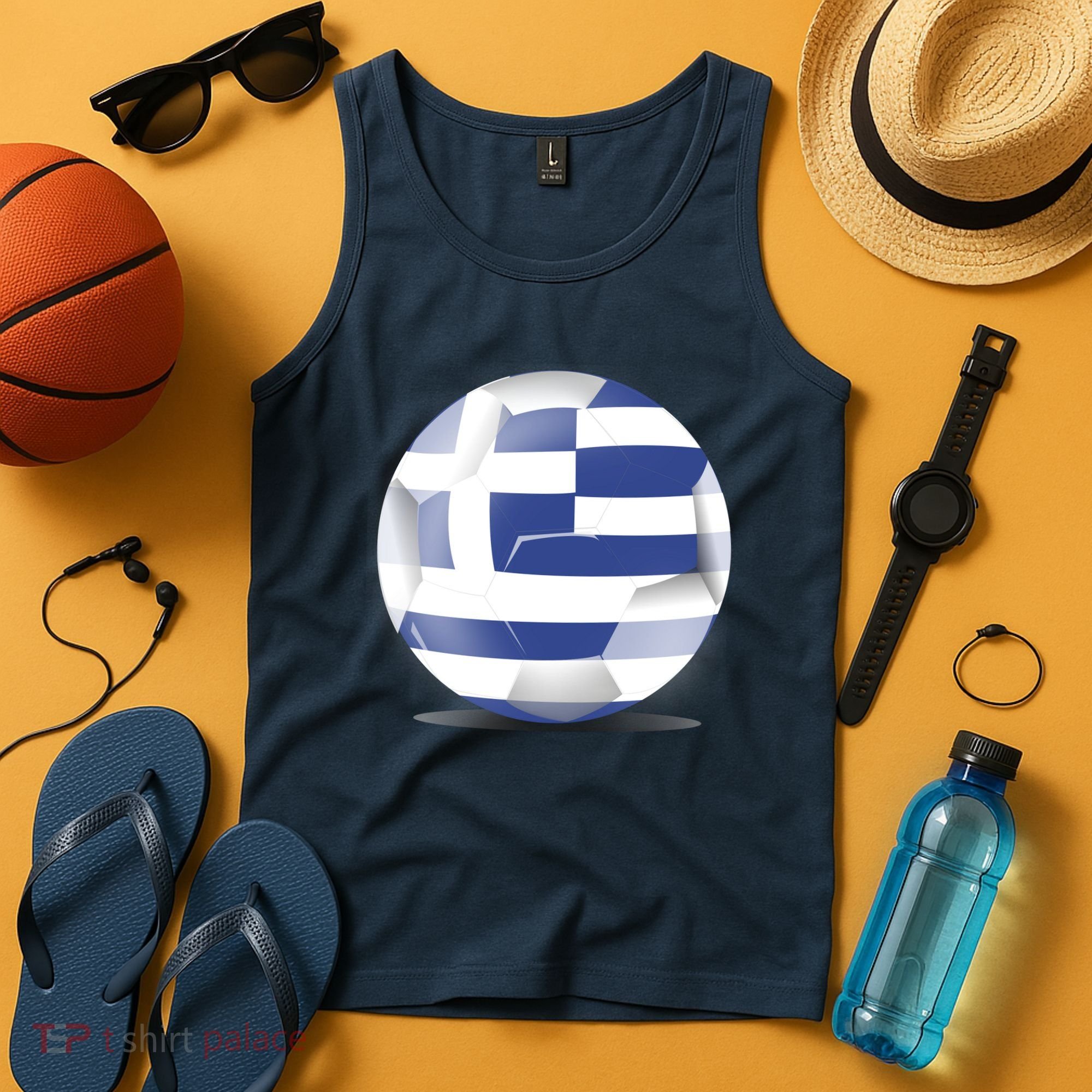 Soccer Ball Country Flag Greece Tank Top