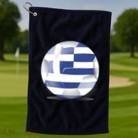Soccer Ball Country Flag Greece Golf Towel thumb 1