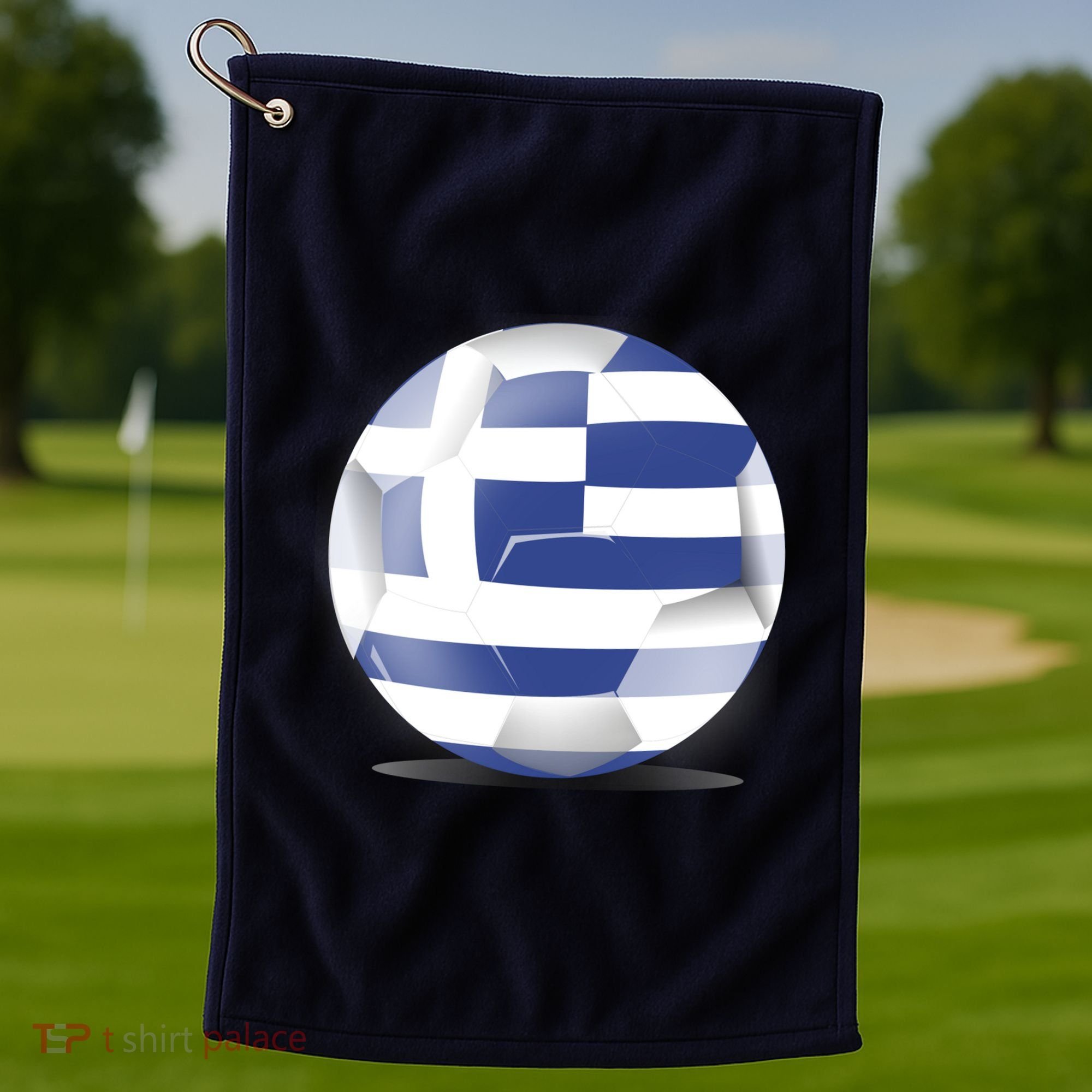 Soccer Ball Country Flag Greece Golf Towel