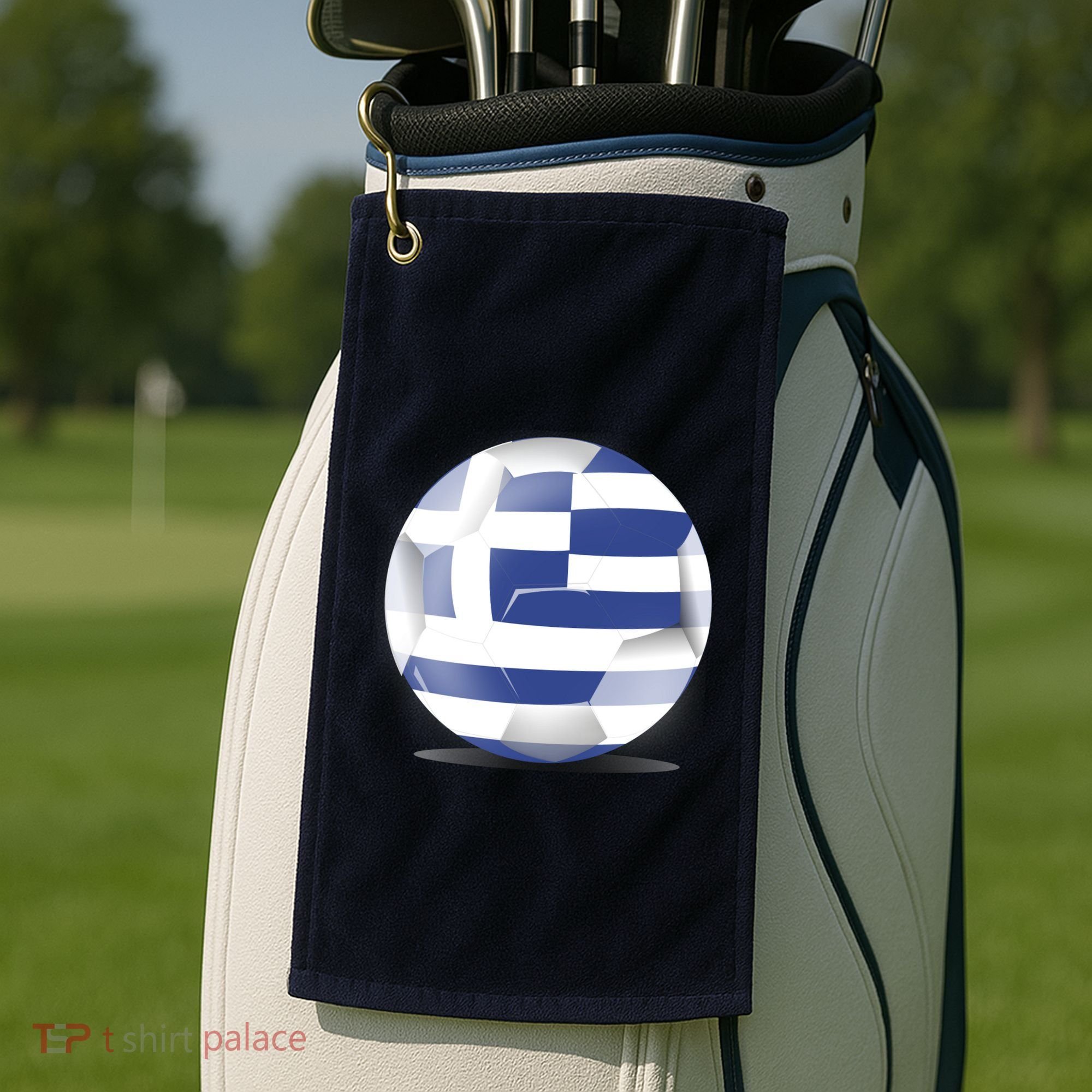Soccer Ball Country Flag Greece Golf Towel