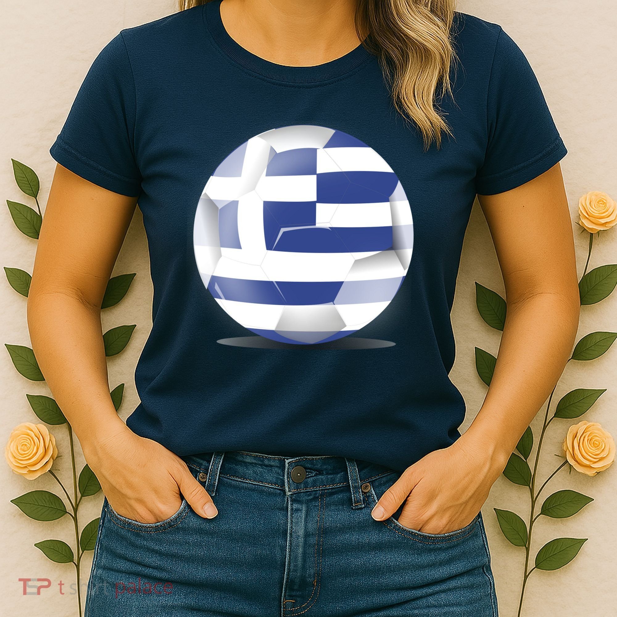 Soccer Ball Country Flag Greece Women's T-Shirt