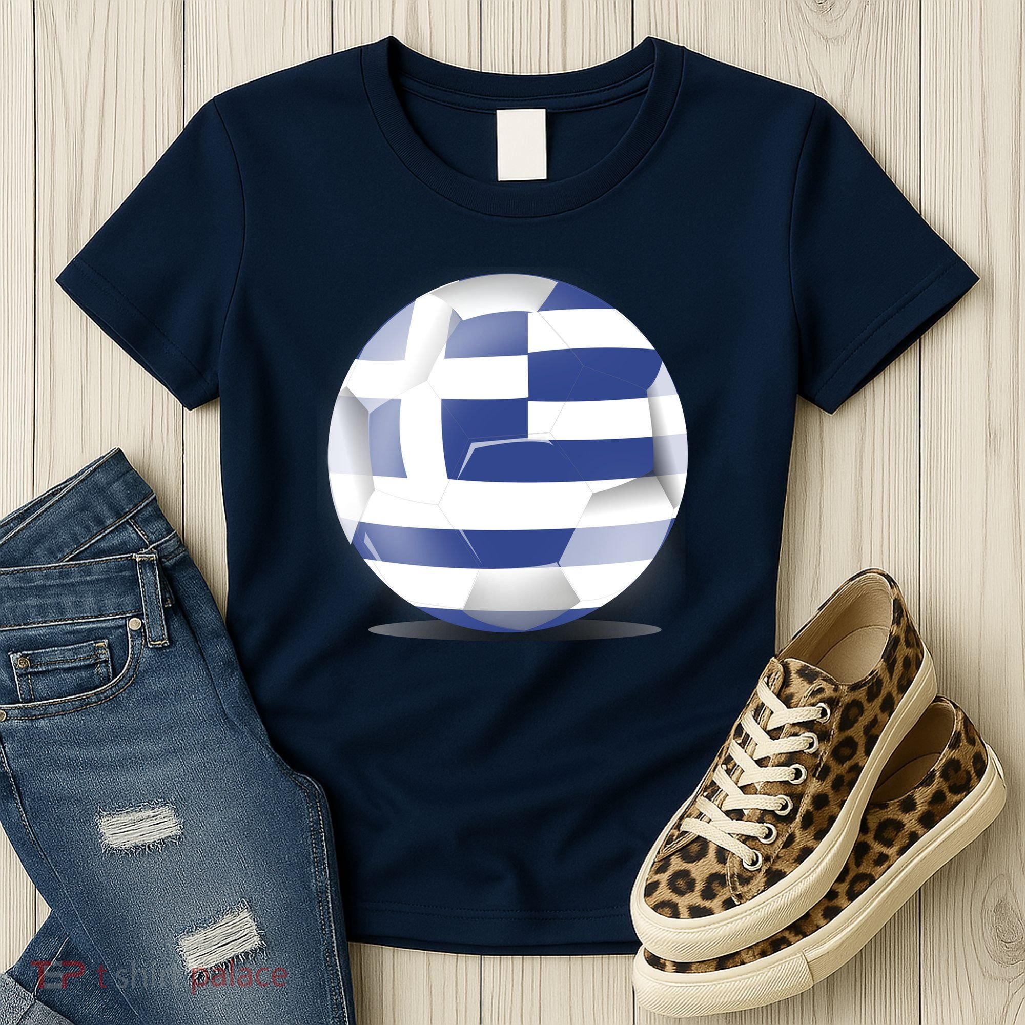 Soccer Ball Country Flag Greece Women's T-Shirt