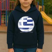 Soccer Ball Country Flag Greece Kids Hoodie thumb 3