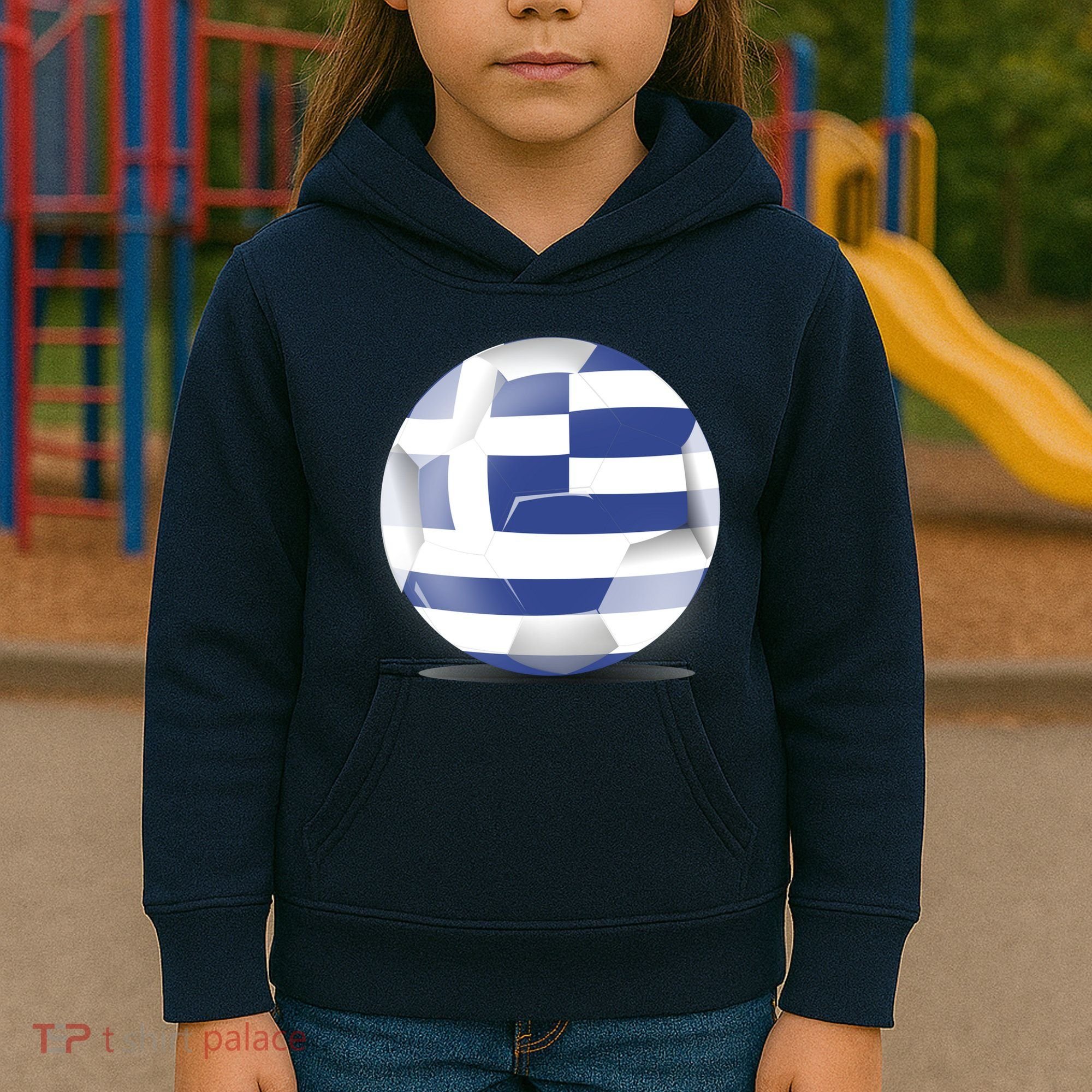 Soccer Ball Country Flag Greece Kids Hoodie