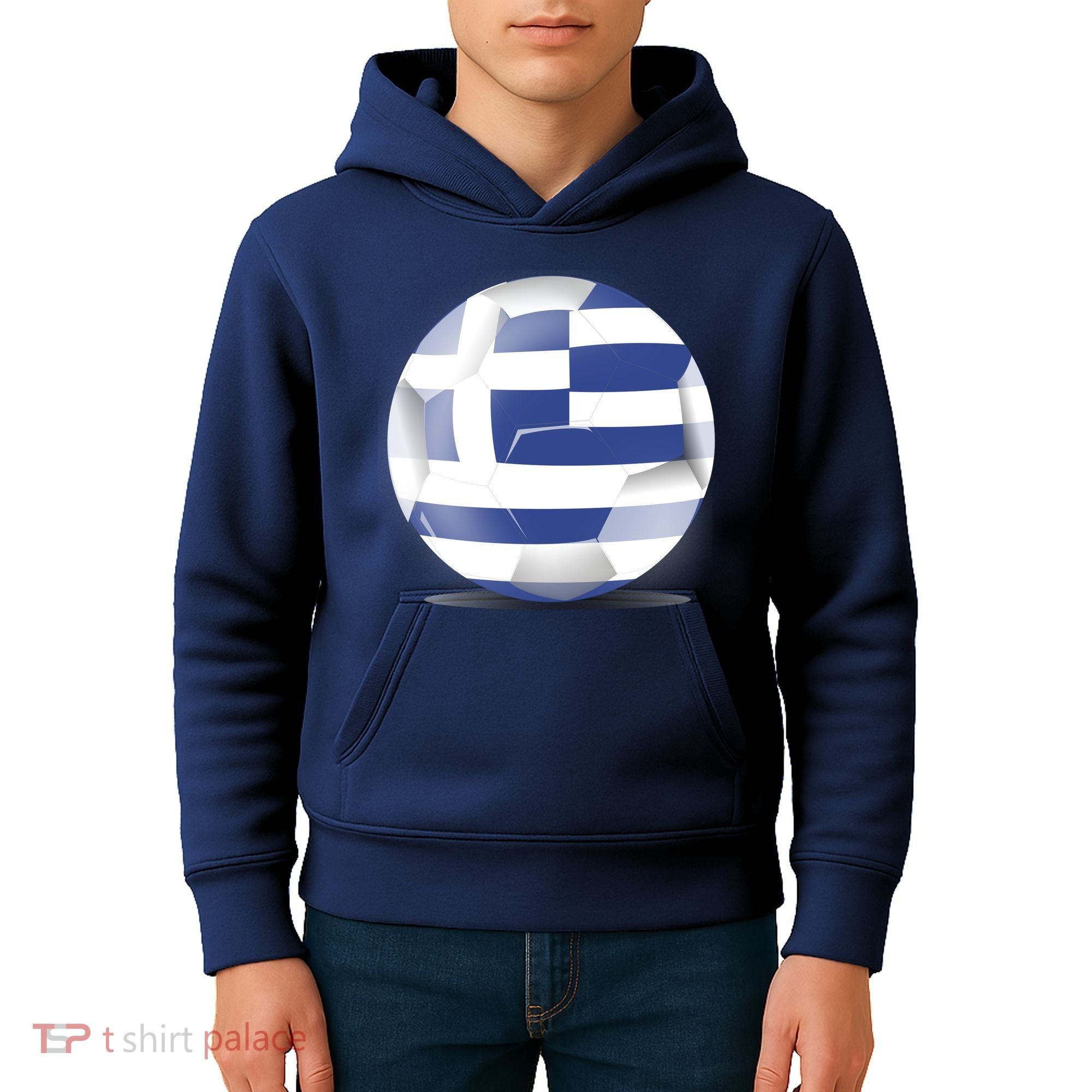 Soccer Ball Country Flag Greece Kids Hoodie