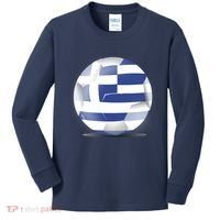 Soccer Ball Country Flag Greece Kids Long Sleeve Shirt thumb 0