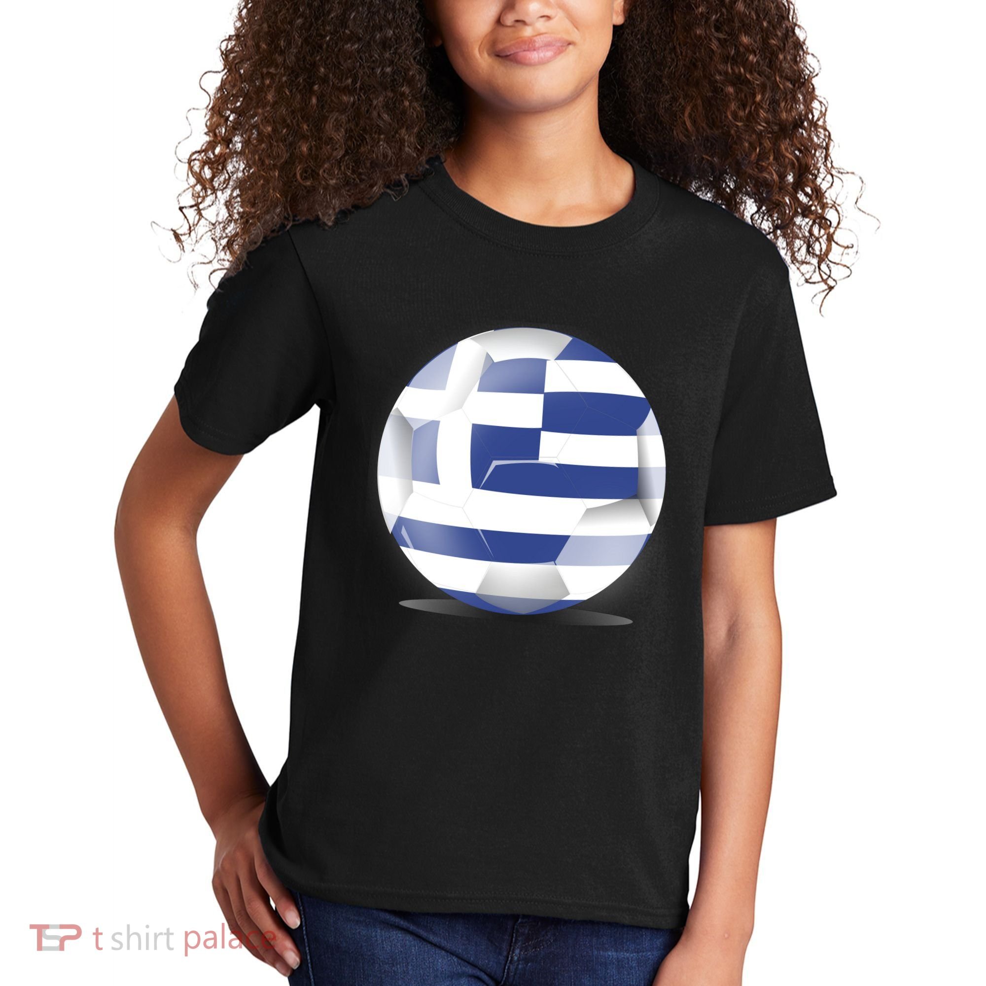 Soccer Ball Country Flag Greece Kids T-Shirt