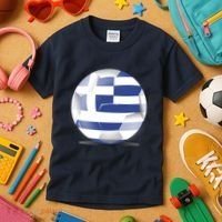 Soccer Ball Country Flag Greece Kids T-Shirt thumb 3