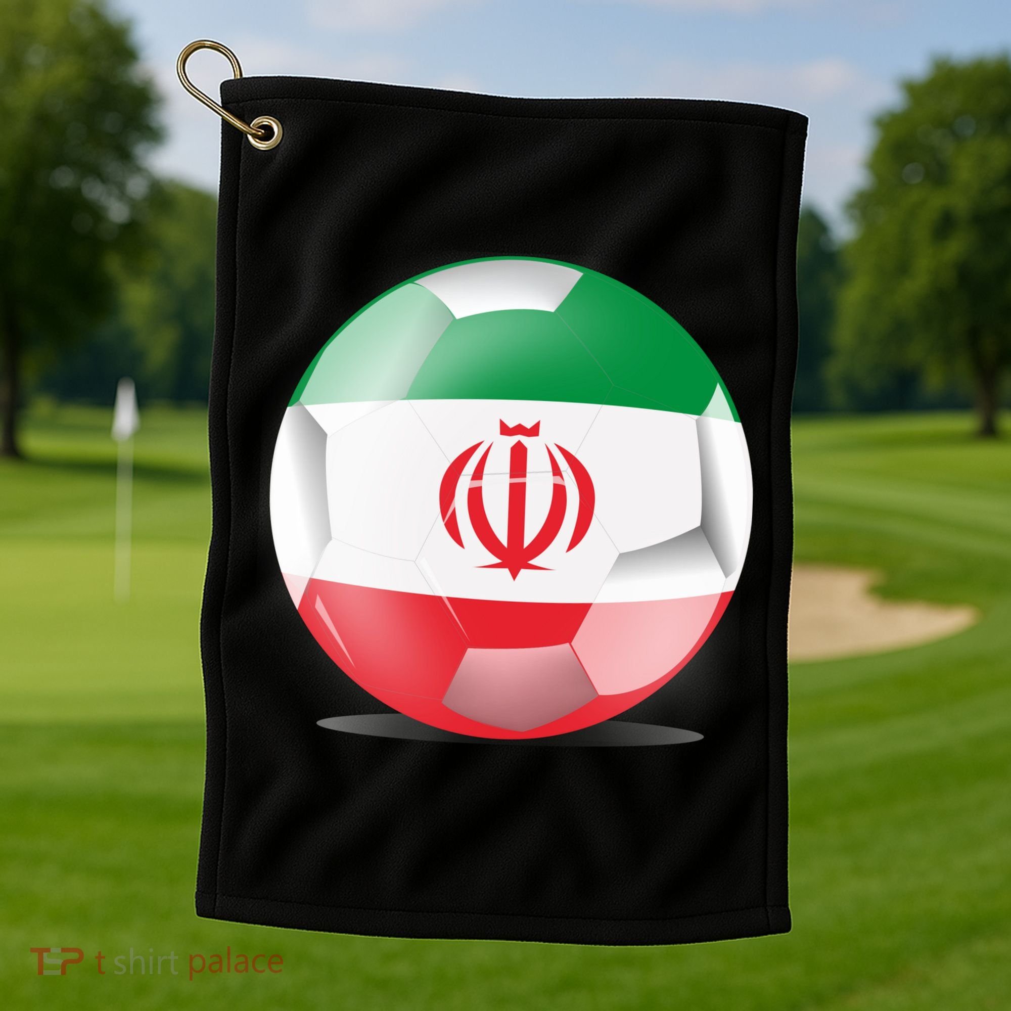 Soccer Ball Country Flag Iran Golf Towel