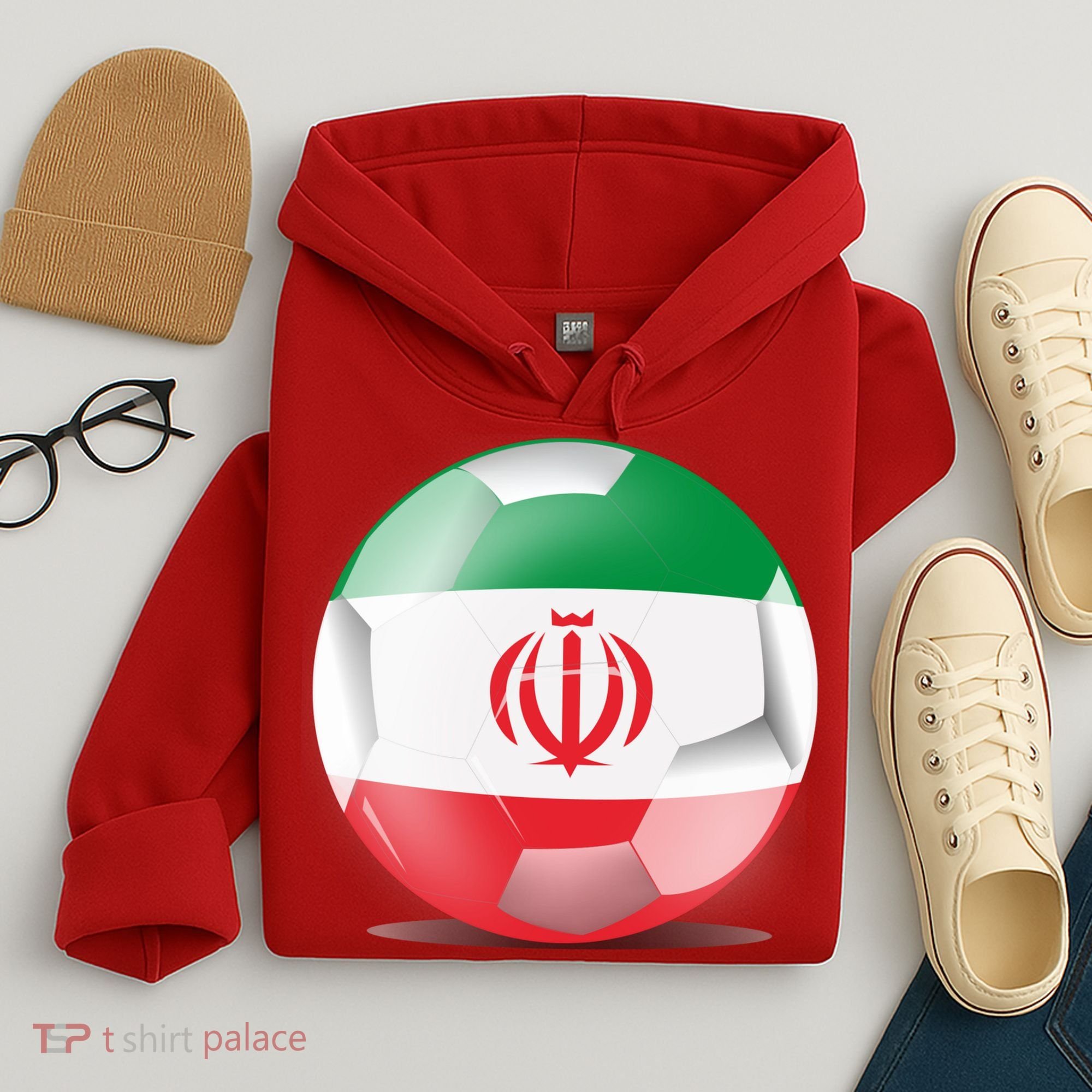 Soccer Ball Country Flag Iran Hoodie