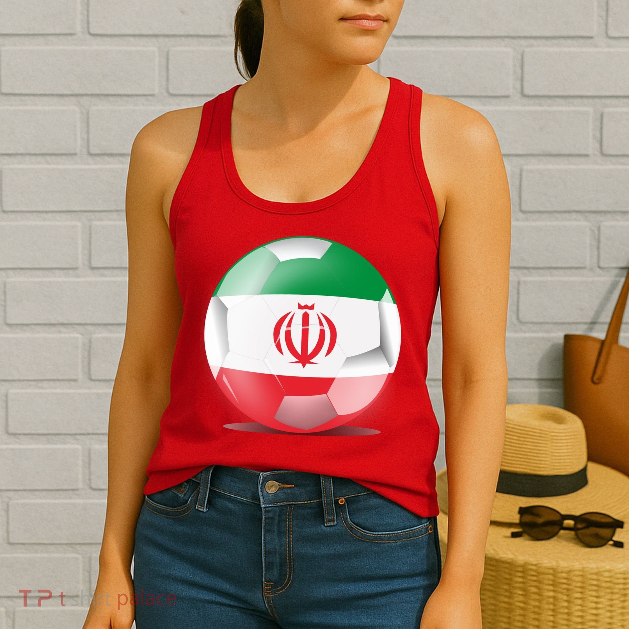 Soccer Ball Country Flag Iran Women's Tank Top