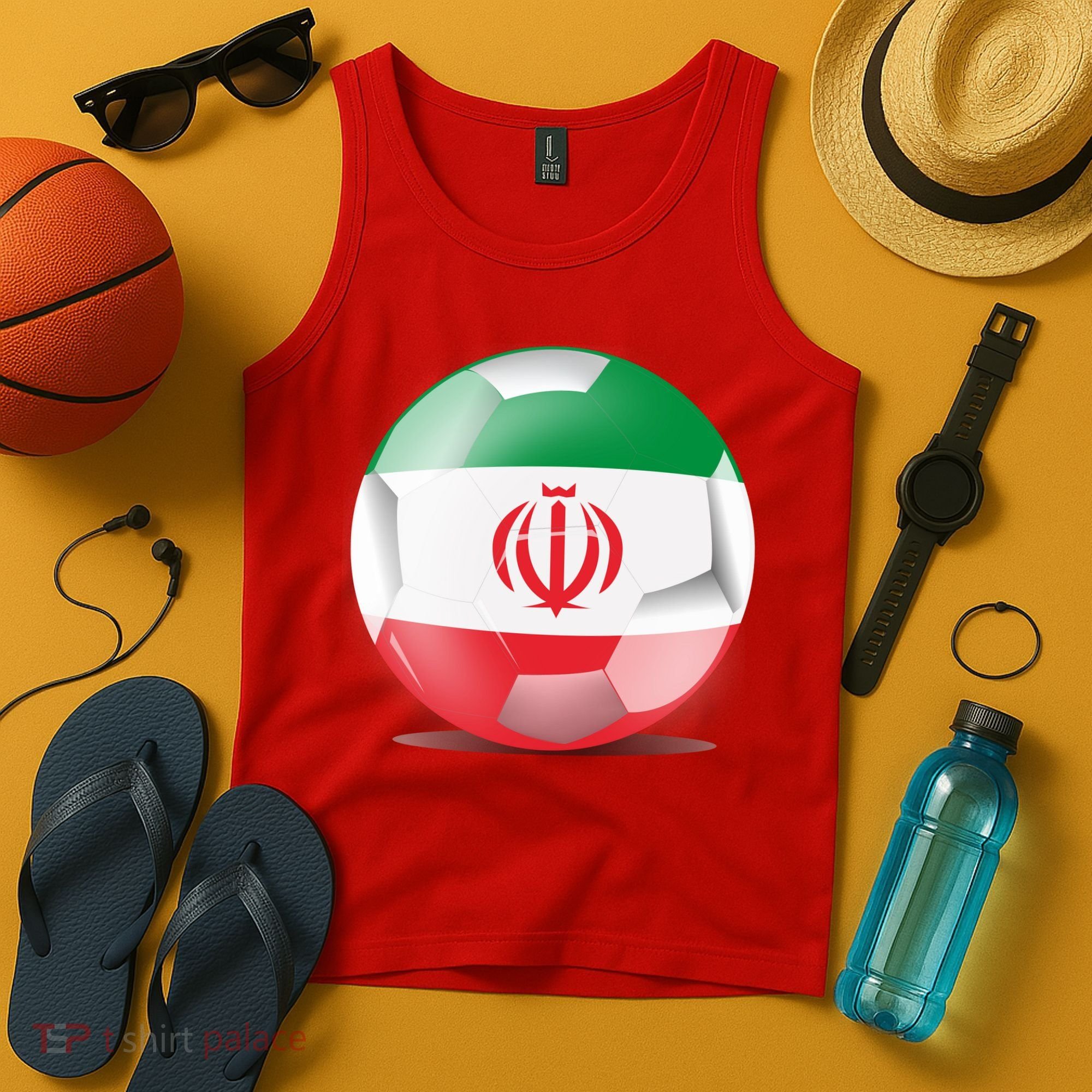 Soccer Ball Country Flag Iran Tank Top