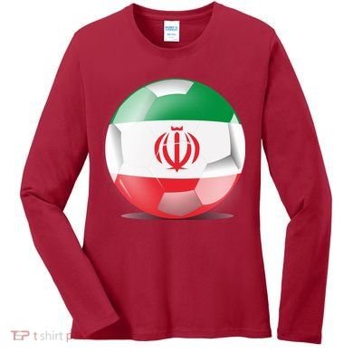 Soccer Ball Country Flag Iran Women's Long Sleeve Shirt