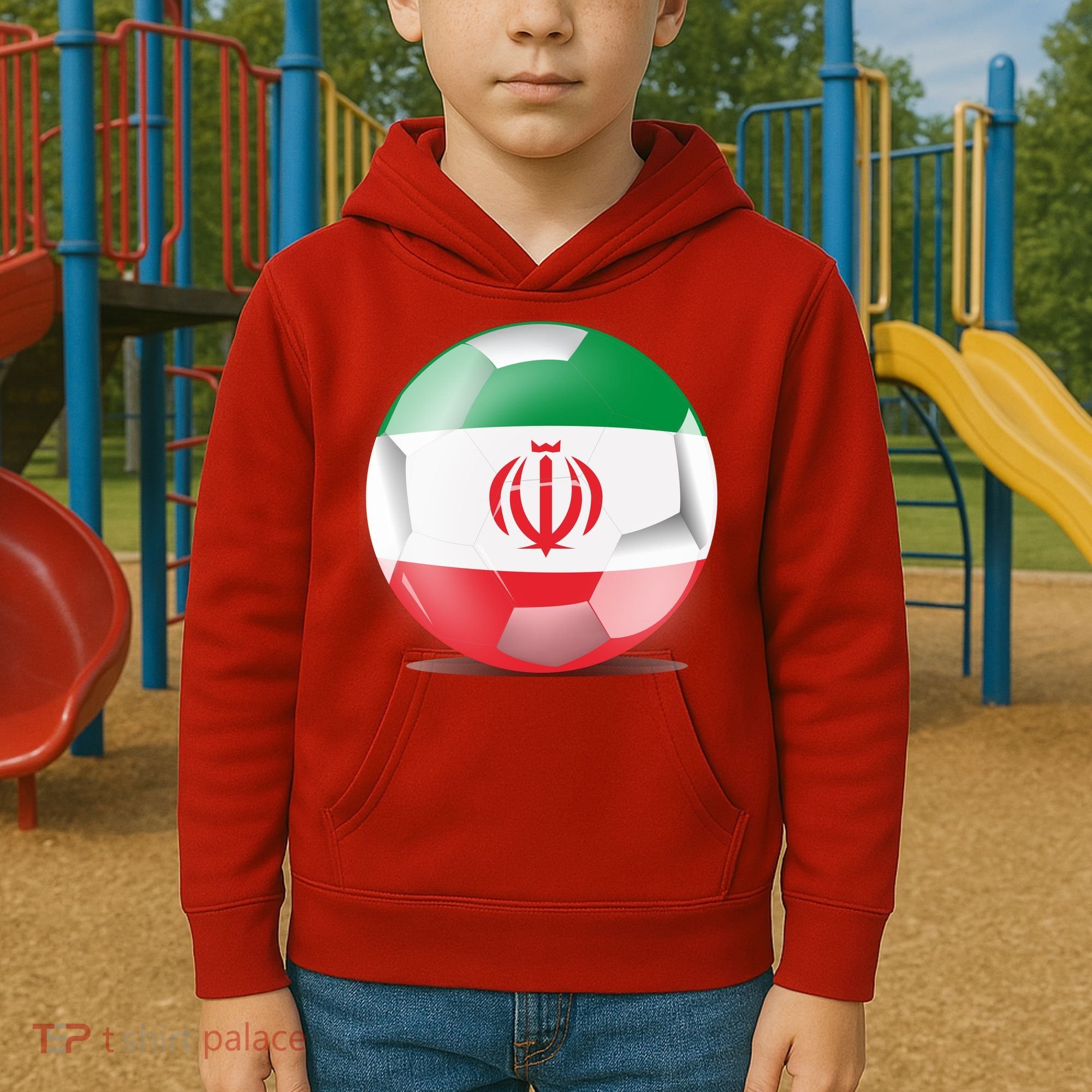 Soccer Ball Country Flag Iran Kids Hoodie