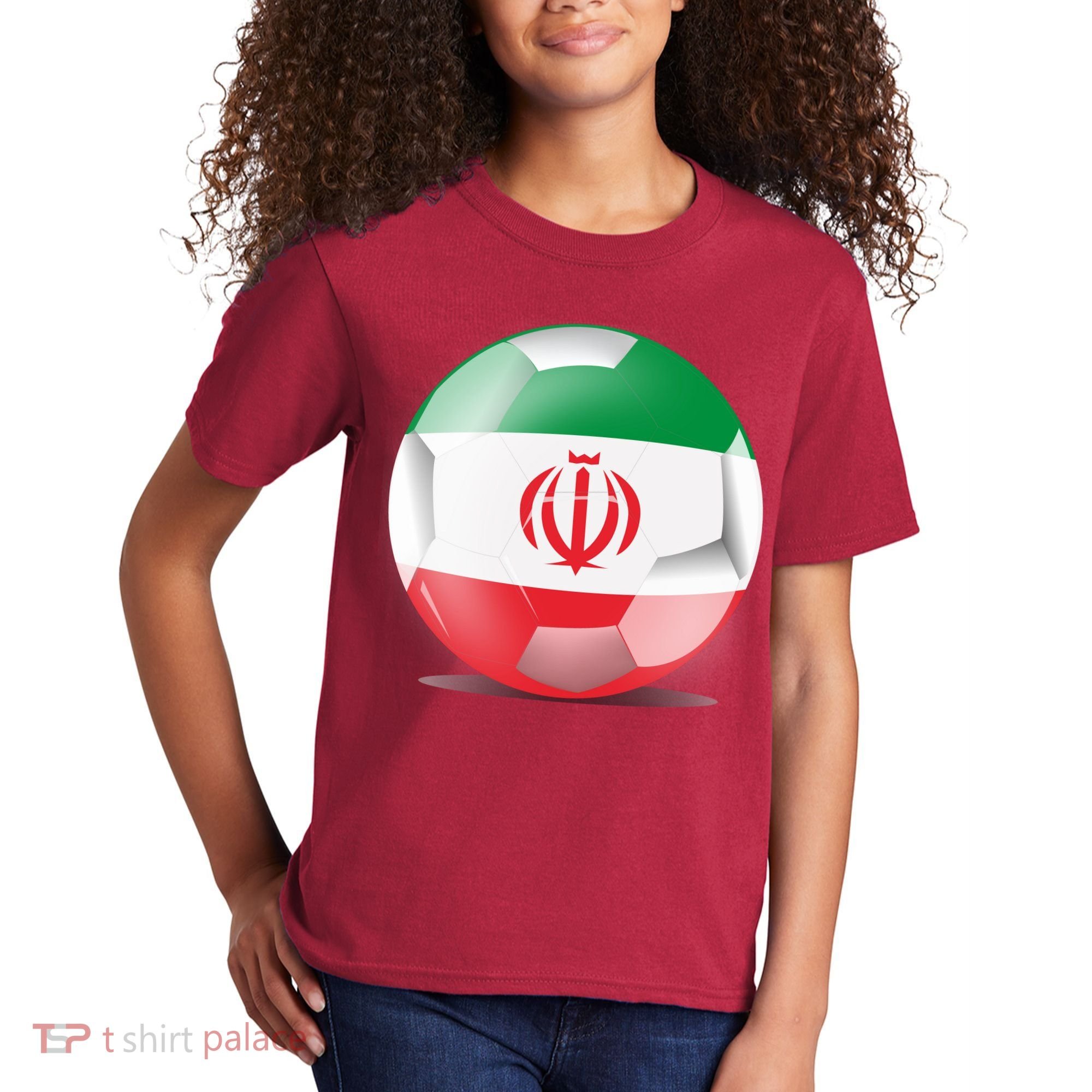 Soccer Ball Country Flag Iran Kids T-Shirt