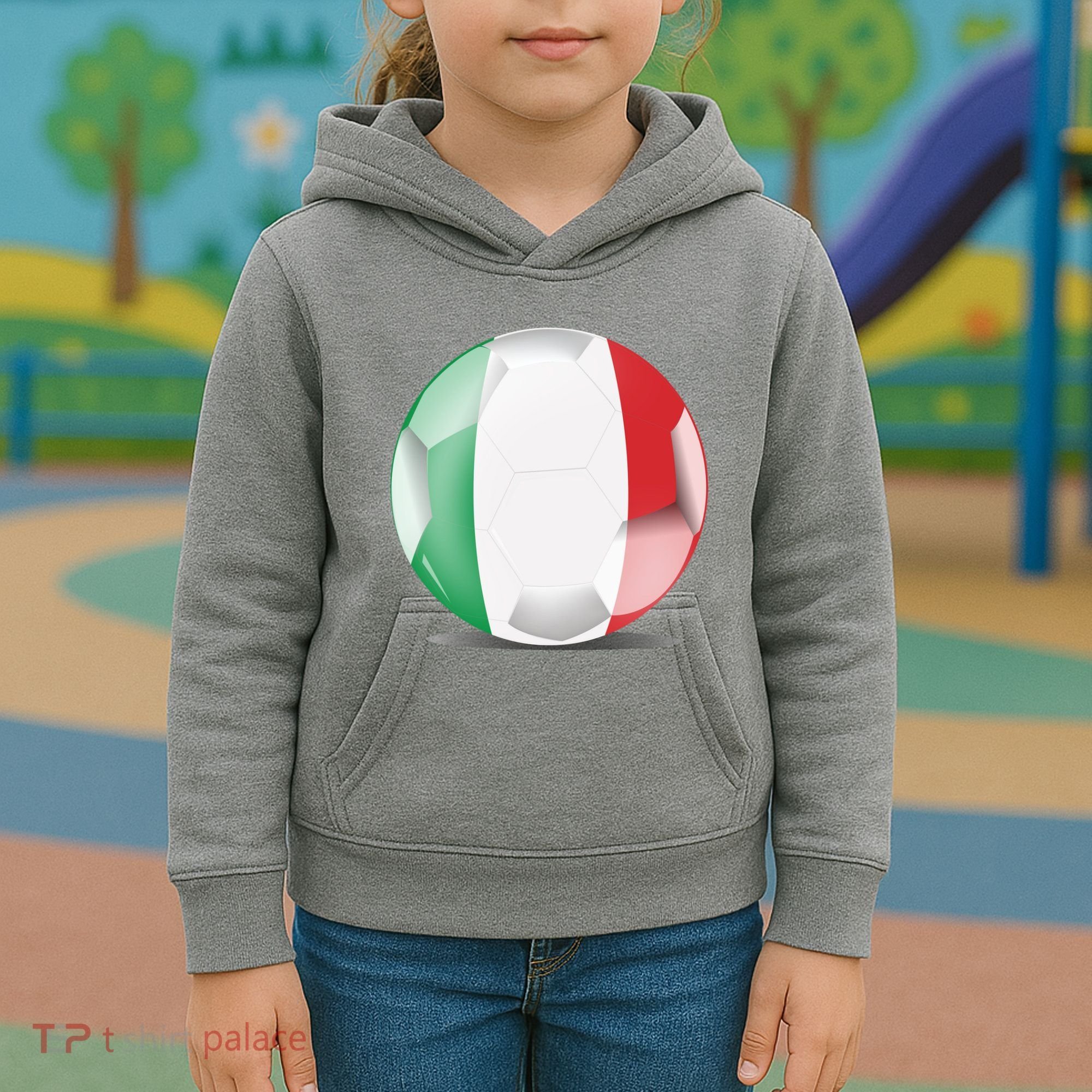 Soccer Ball Country Flag Italy Kids Hoodie
