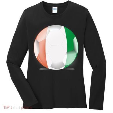Soccer Ball Country Flag Ivory Coast Women's Long Sleeve Shirt